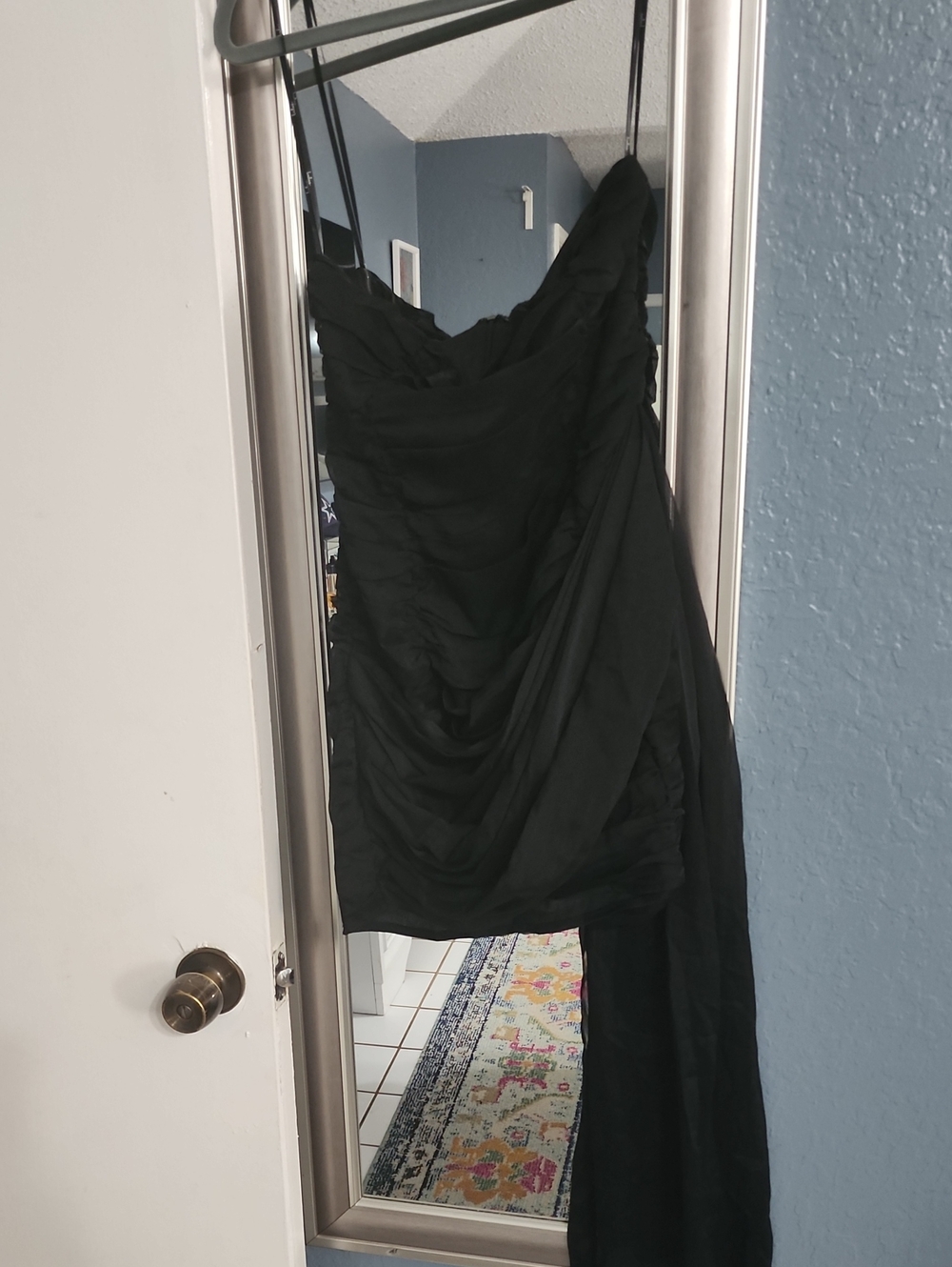 Lulu's Black Strapless Ruched Evening Dress
